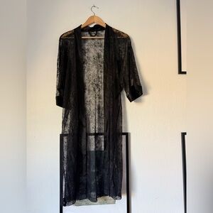 Victoria's Secret Black Sheer Lace Robe